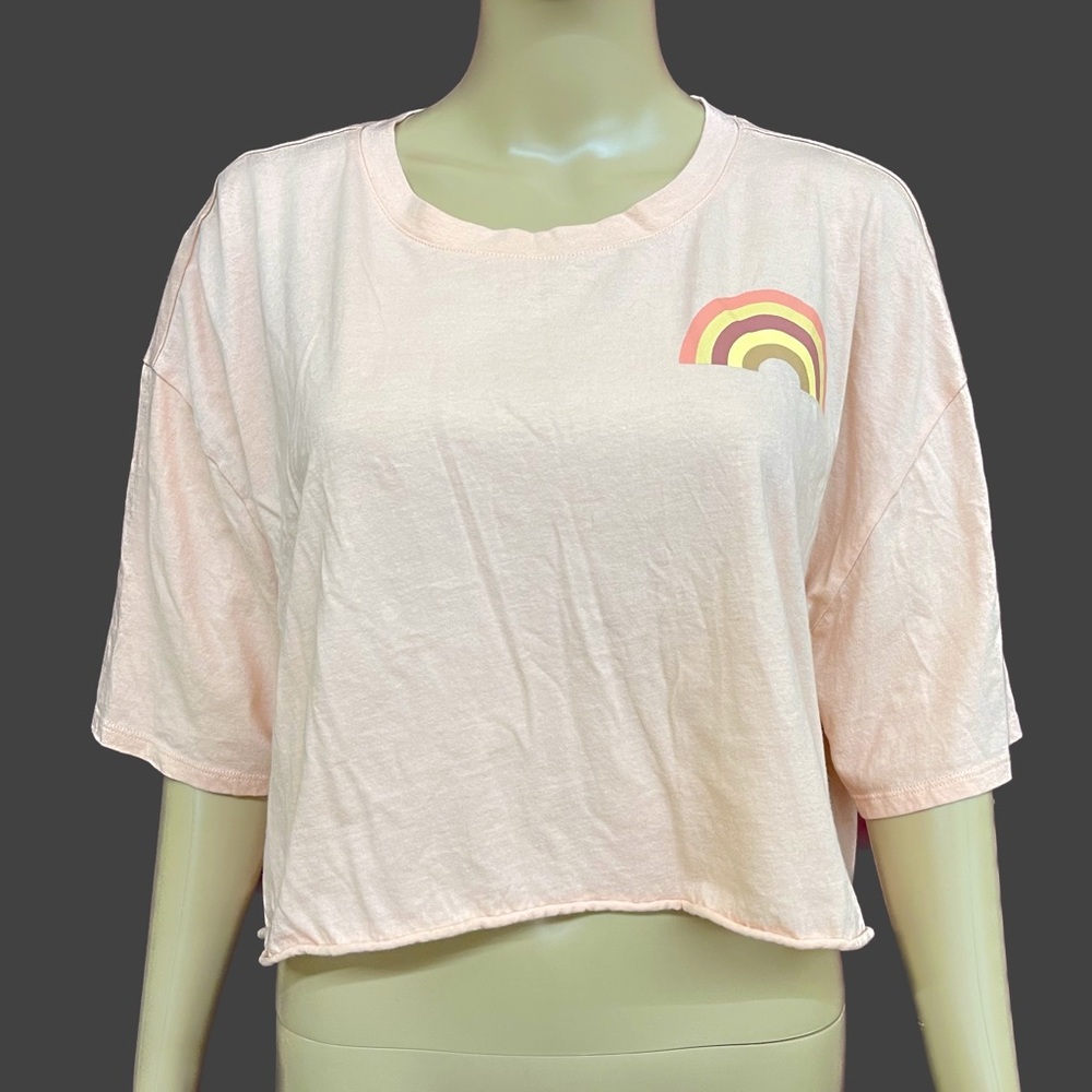 Arizona Jeans Co. Peace Rainbow Cropped Top Size XL
